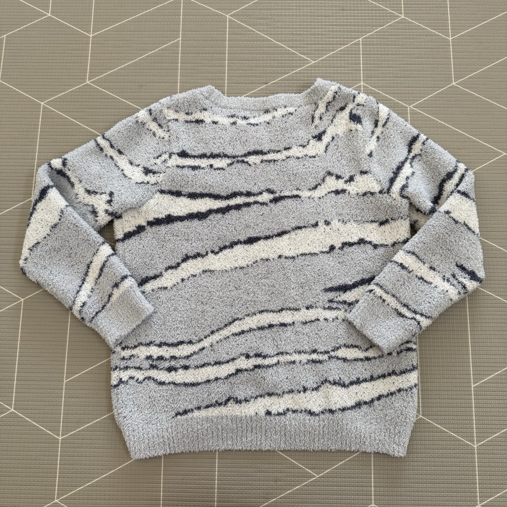 Barefoot Dreams Cozychic Seaside Crew Neck Sweater Size Medium Zebra Print - Picture 2 of 7